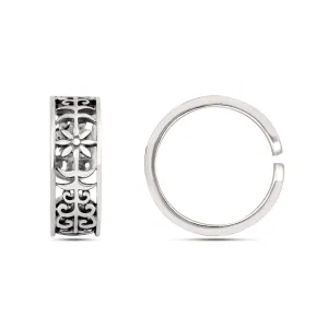Sterling Silver Adjustable Leaves Oxidized Toe Ring