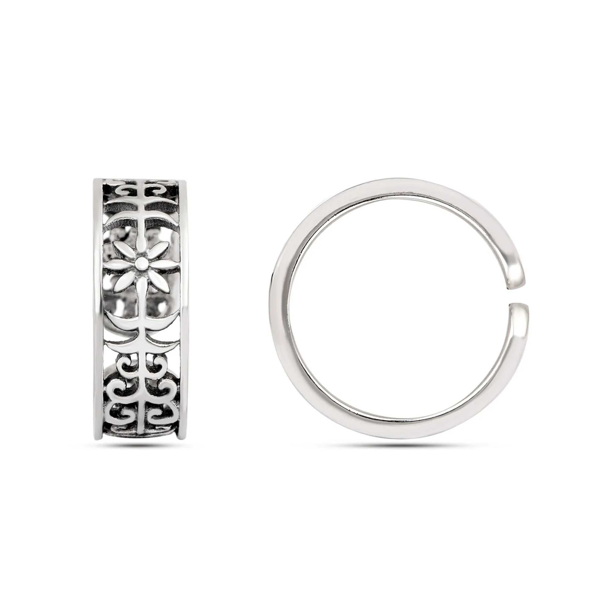 Sterling Silver Adjustable Leaves Oxidized Toe Ring