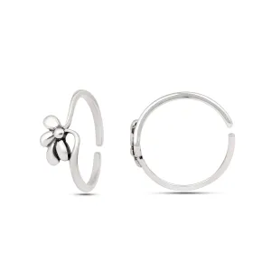 Sterling Silver Adjustable Plain Floral Toe Ring
