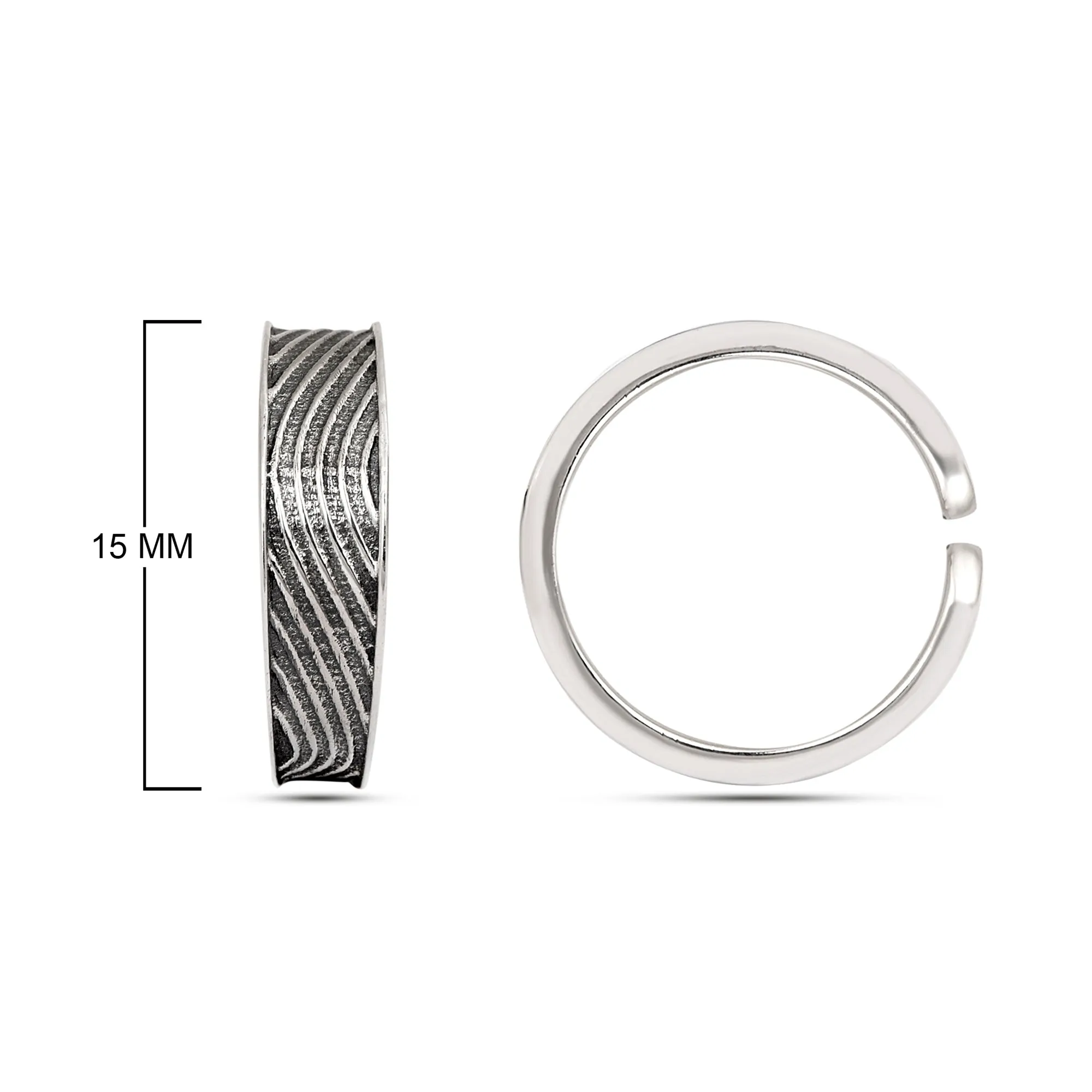 Sterling Silver Plain Engraved Lines Oxidized Toe Ring