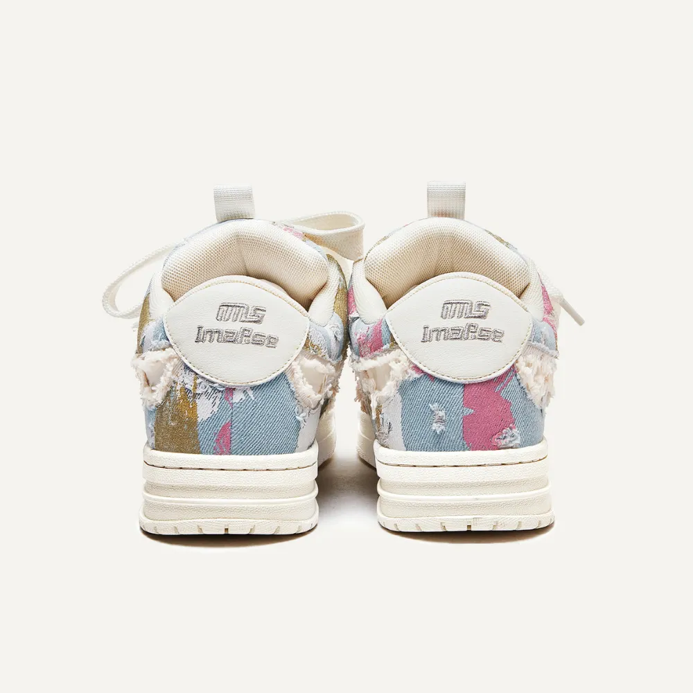 Street Denim Graffiti Raw Edge Sneaker