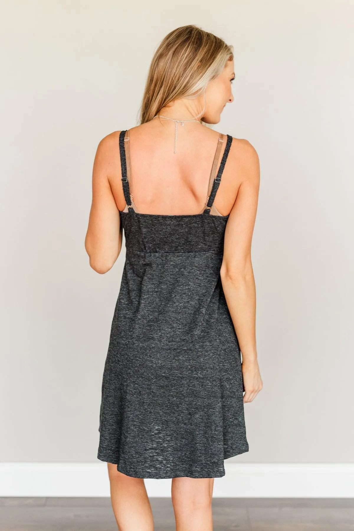 Sunshine Serenity Sleeveless Dress- Heathered Black