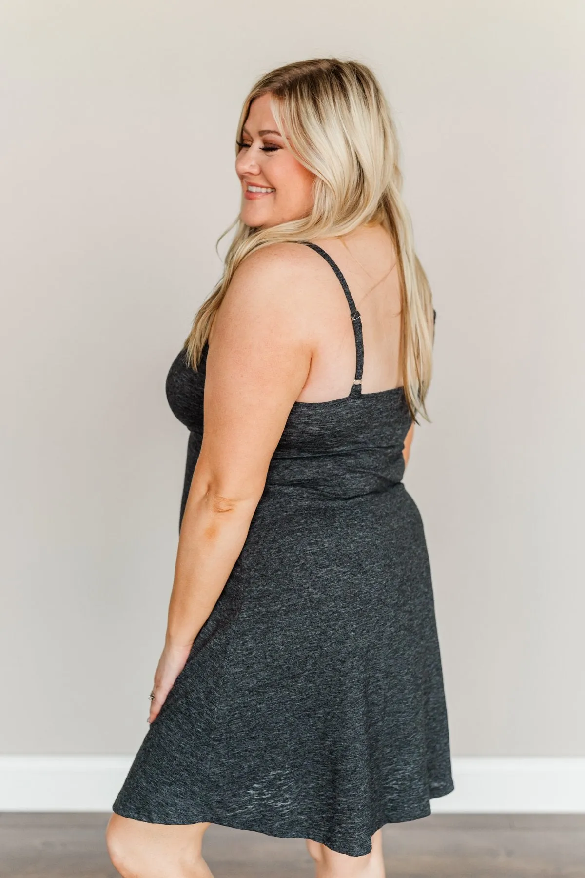 Sunshine Serenity Sleeveless Dress- Heathered Black