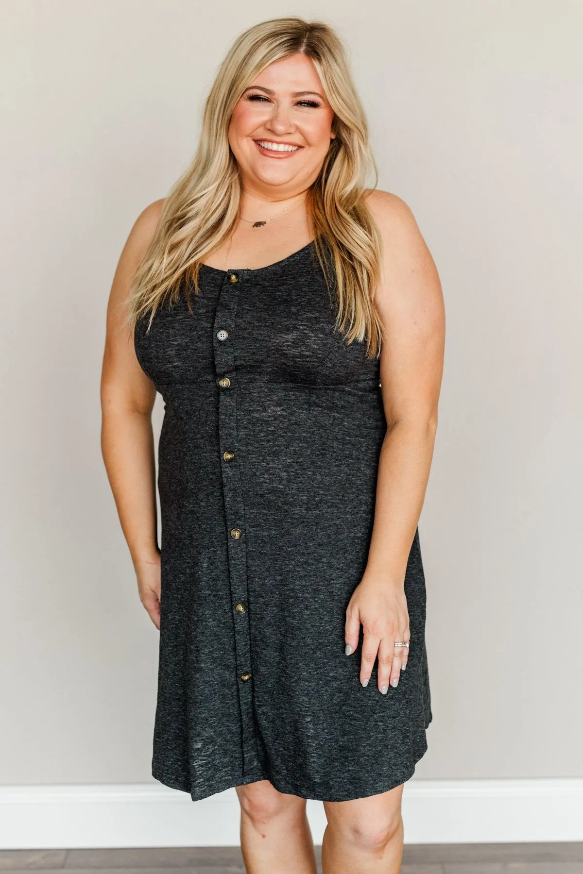 Sunshine Serenity Sleeveless Dress- Heathered Black