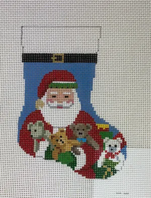 Susan Roberts Needlepoint 5456 Teddy Santa Mini Stocking