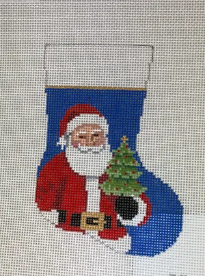 Susan Roberts Needlepoint 5468 Tree Santa Mini Stocking