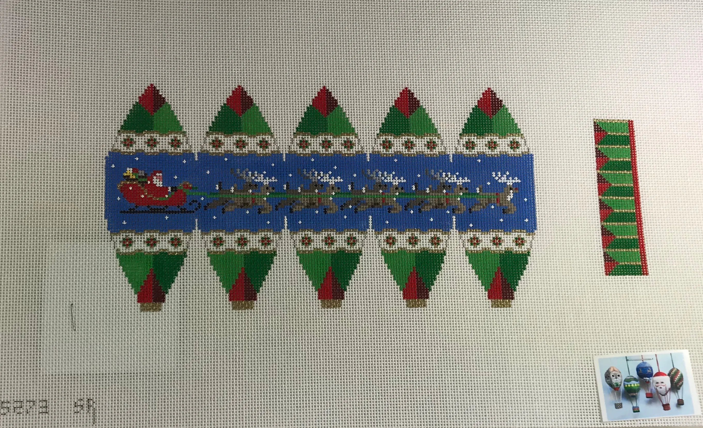 Susan Roberts Needlepoint Designs 5273 Santa & Reindeer Hot Air Balloon