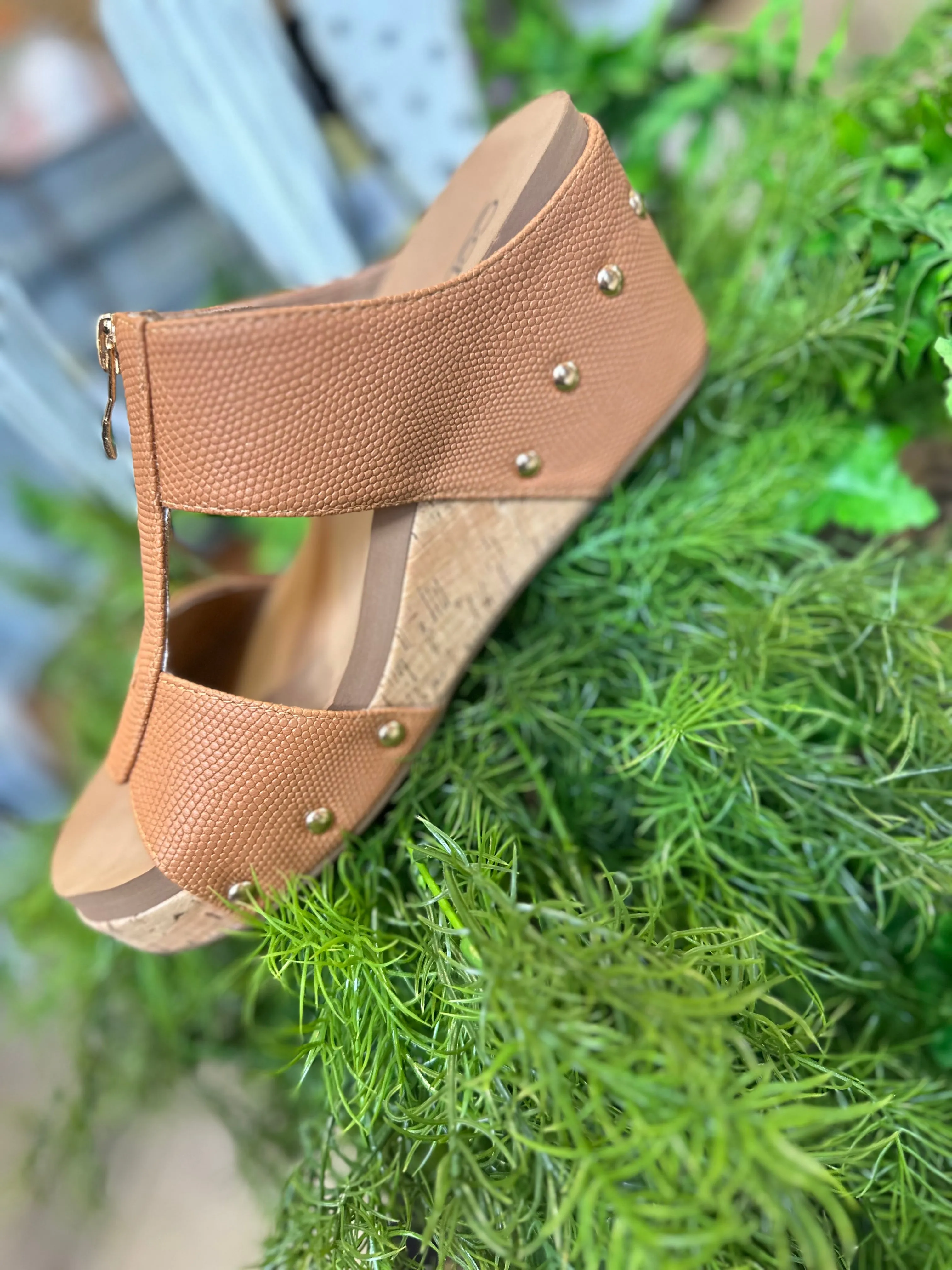Taboo Tan Wedge with Zipper - SALE