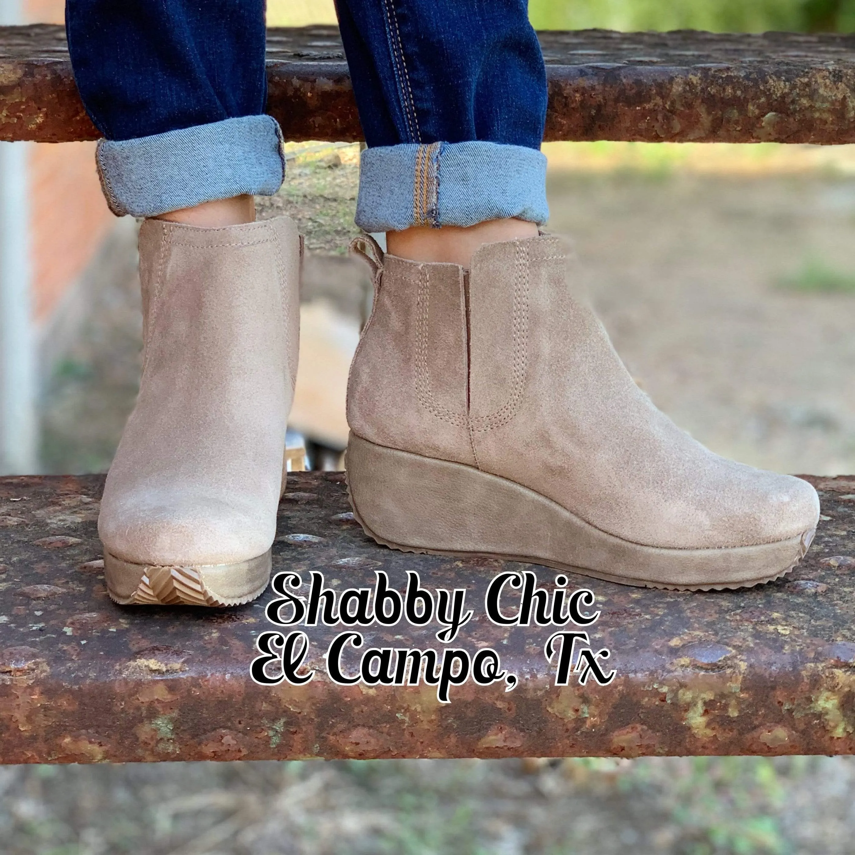 Tan Suede Wedge Booties