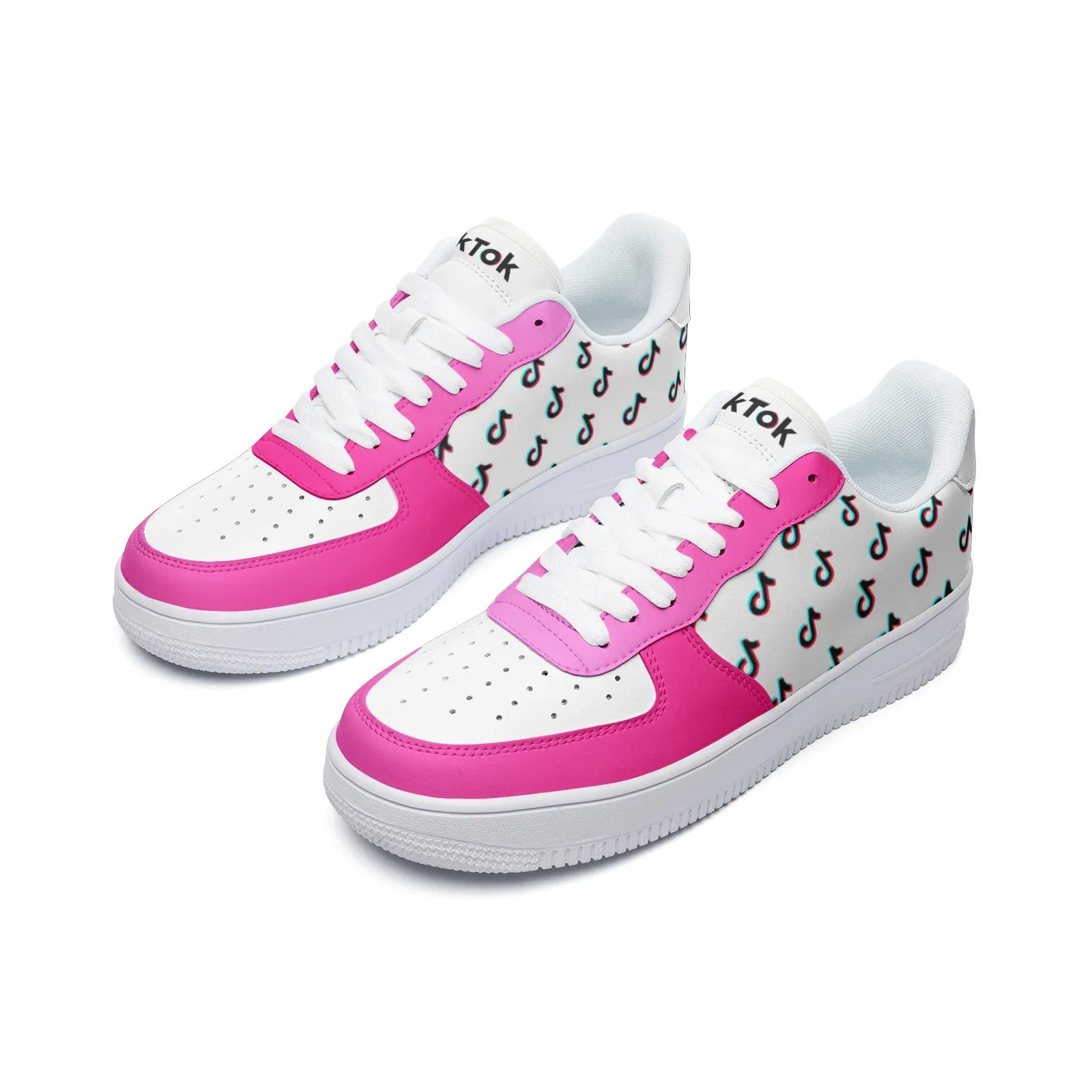 TikTok Unisex Low Top Leather Sneakers - Pink