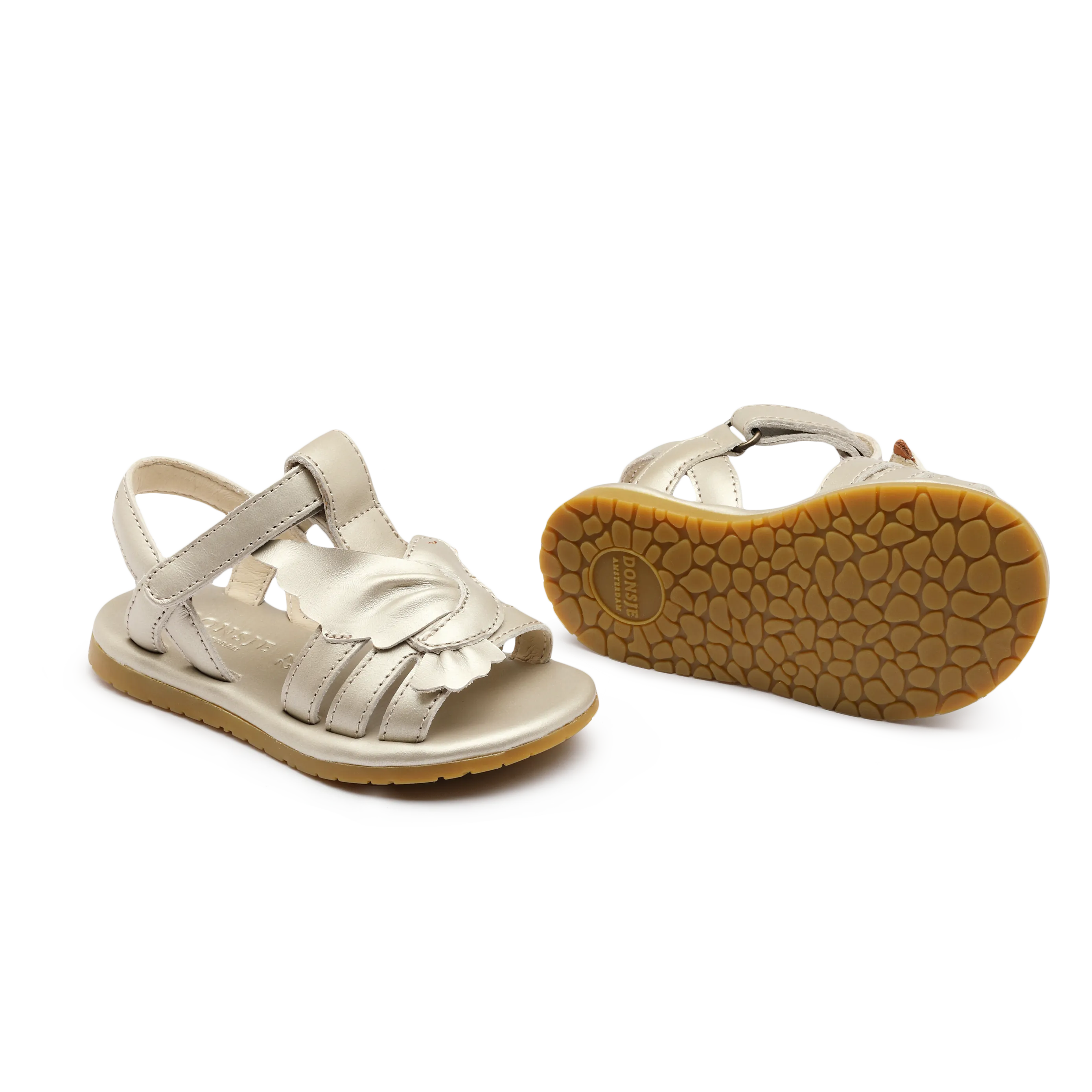 Tiyola Sandals | Dove | Off White Metallic Leather