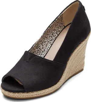 Toms Women's Michelle Wedge Sandal 10017901 Black Canvas 6.5M