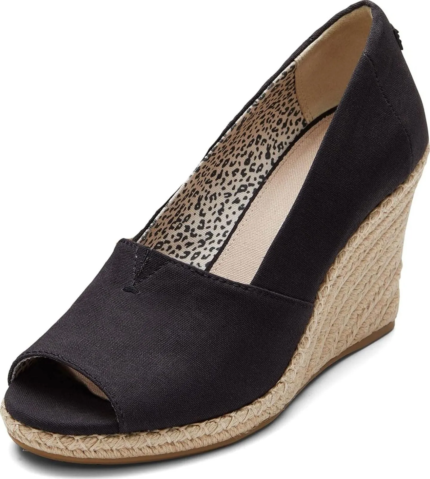 Toms Women's Michelle Wedge Sandal 10017901 Black Canvas 6.5M