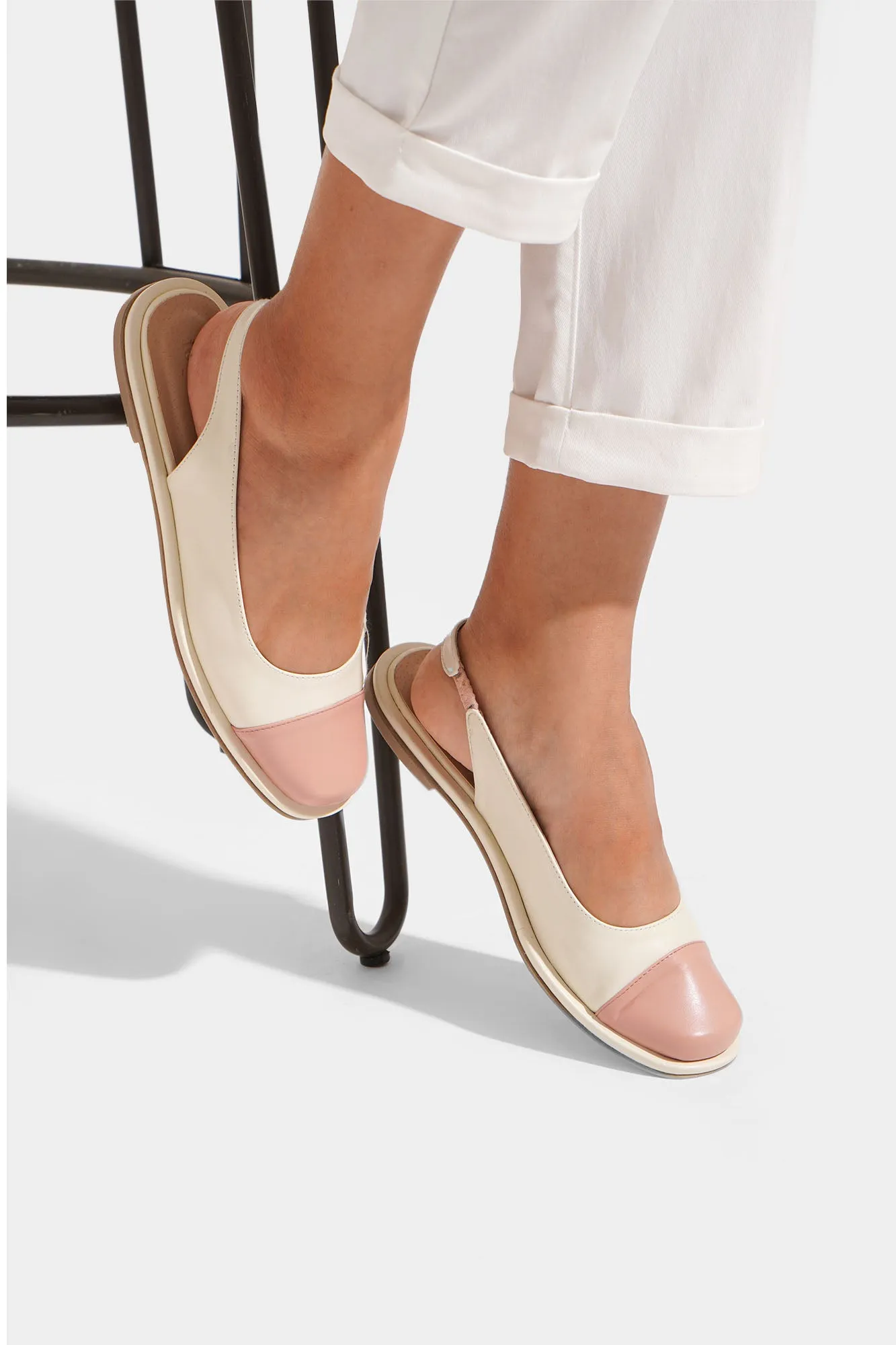 Two-toned Slingback Square Toe Sandals