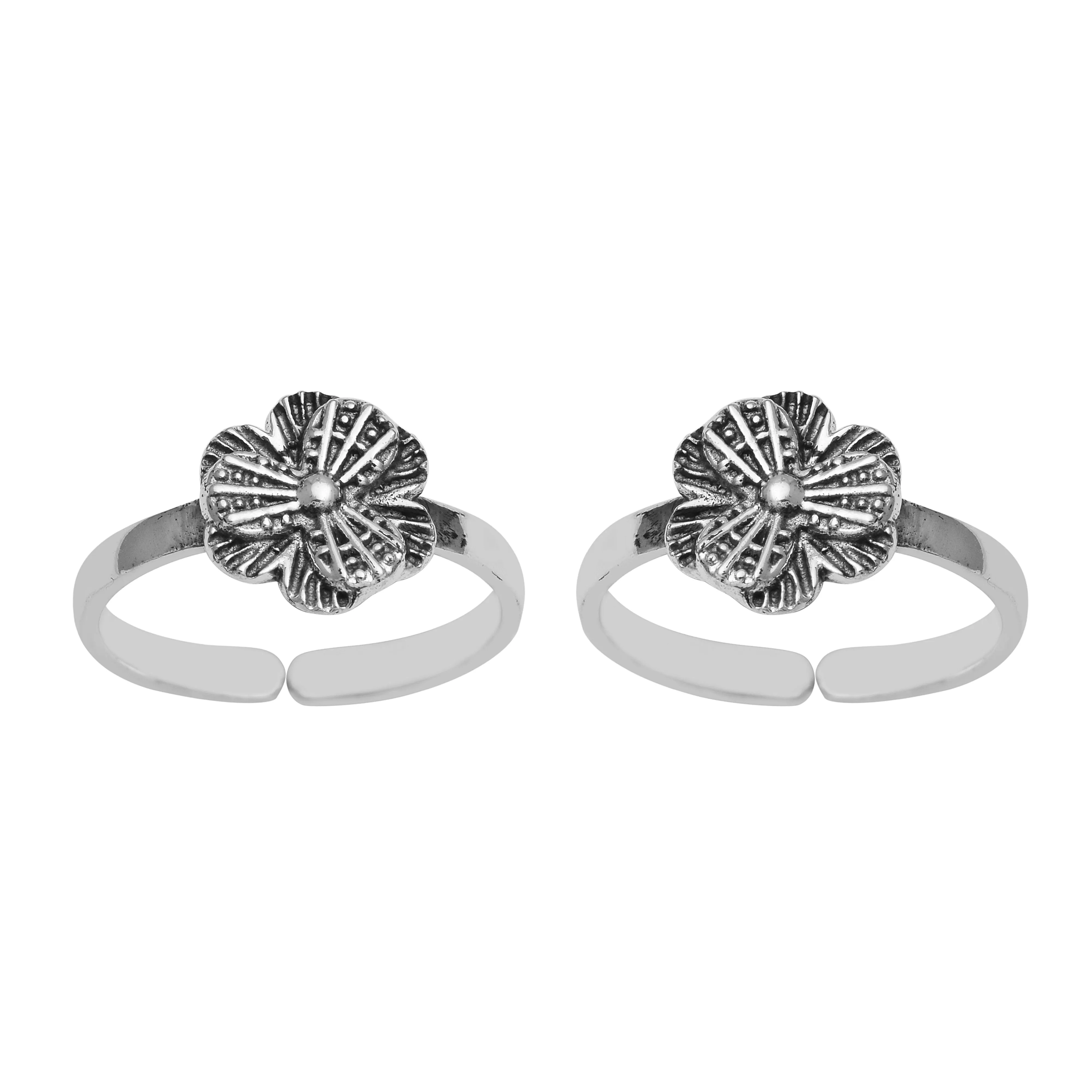 Unique Floral Oxidize Toe Ring For Women Adjustable Comfortable Toe Ring Gross Weight 3.60