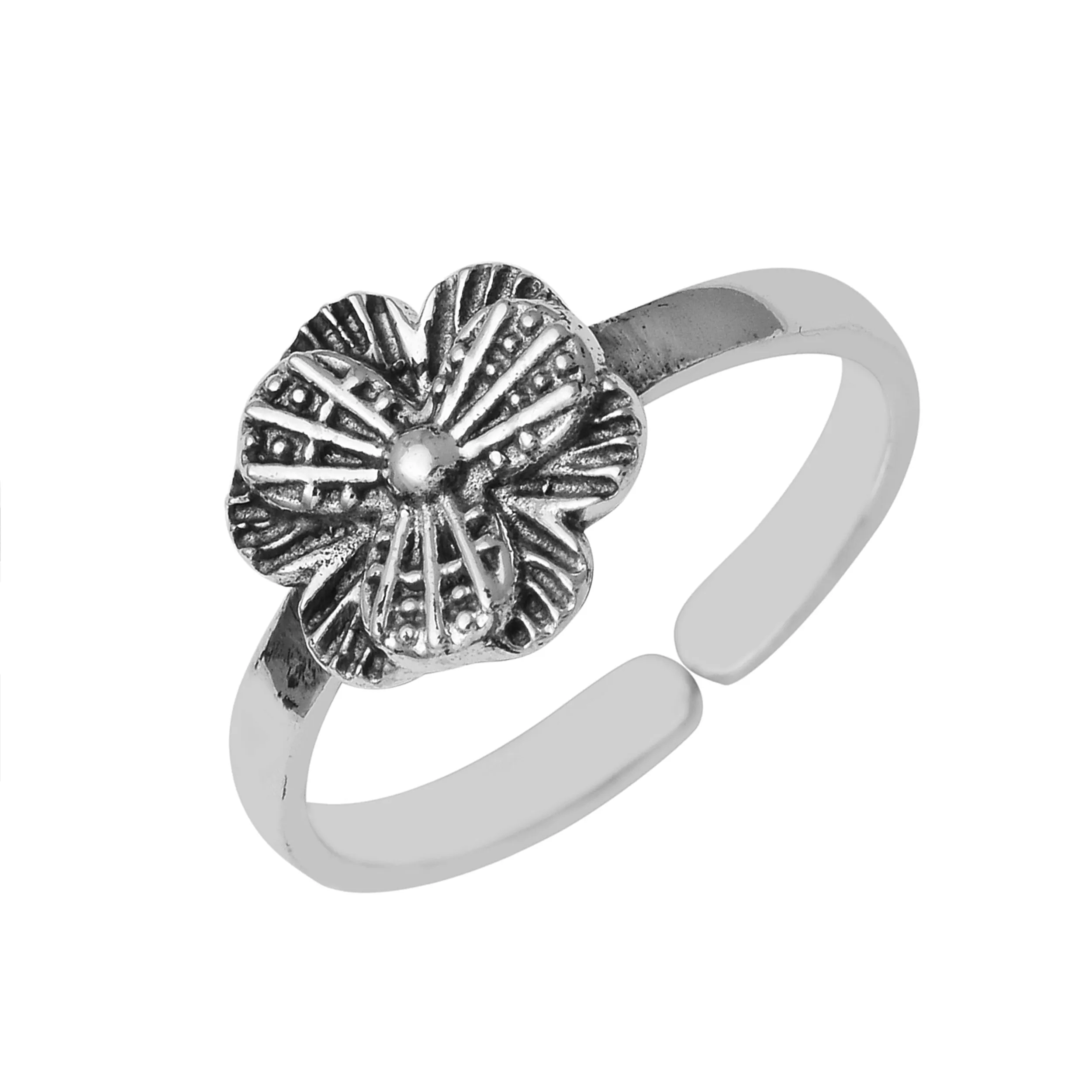 Unique Floral Oxidize Toe Ring For Women Adjustable Comfortable Toe Ring Gross Weight 3.60