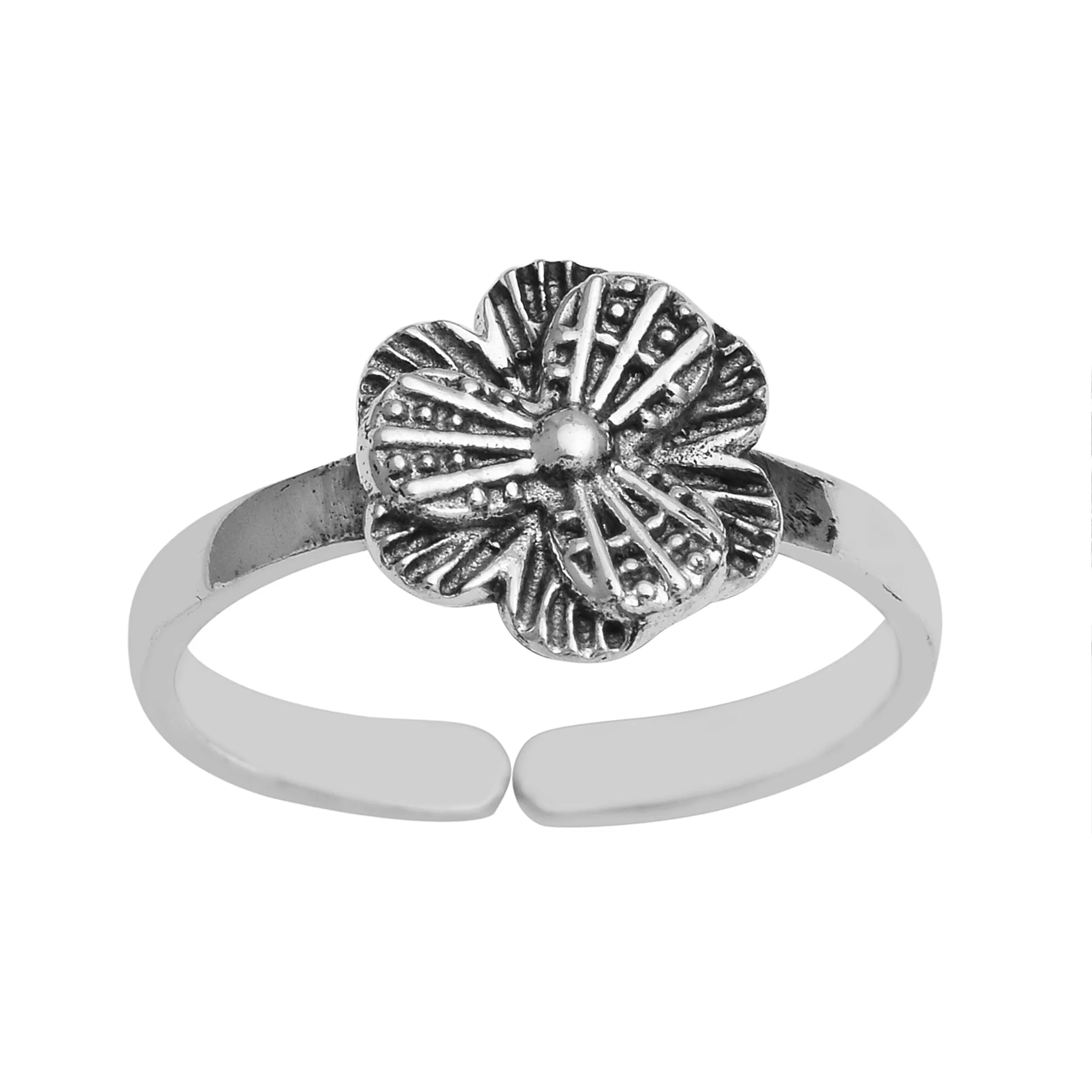 Unique Floral Oxidize Toe Ring For Women Adjustable Comfortable Toe Ring Gross Weight 3.60