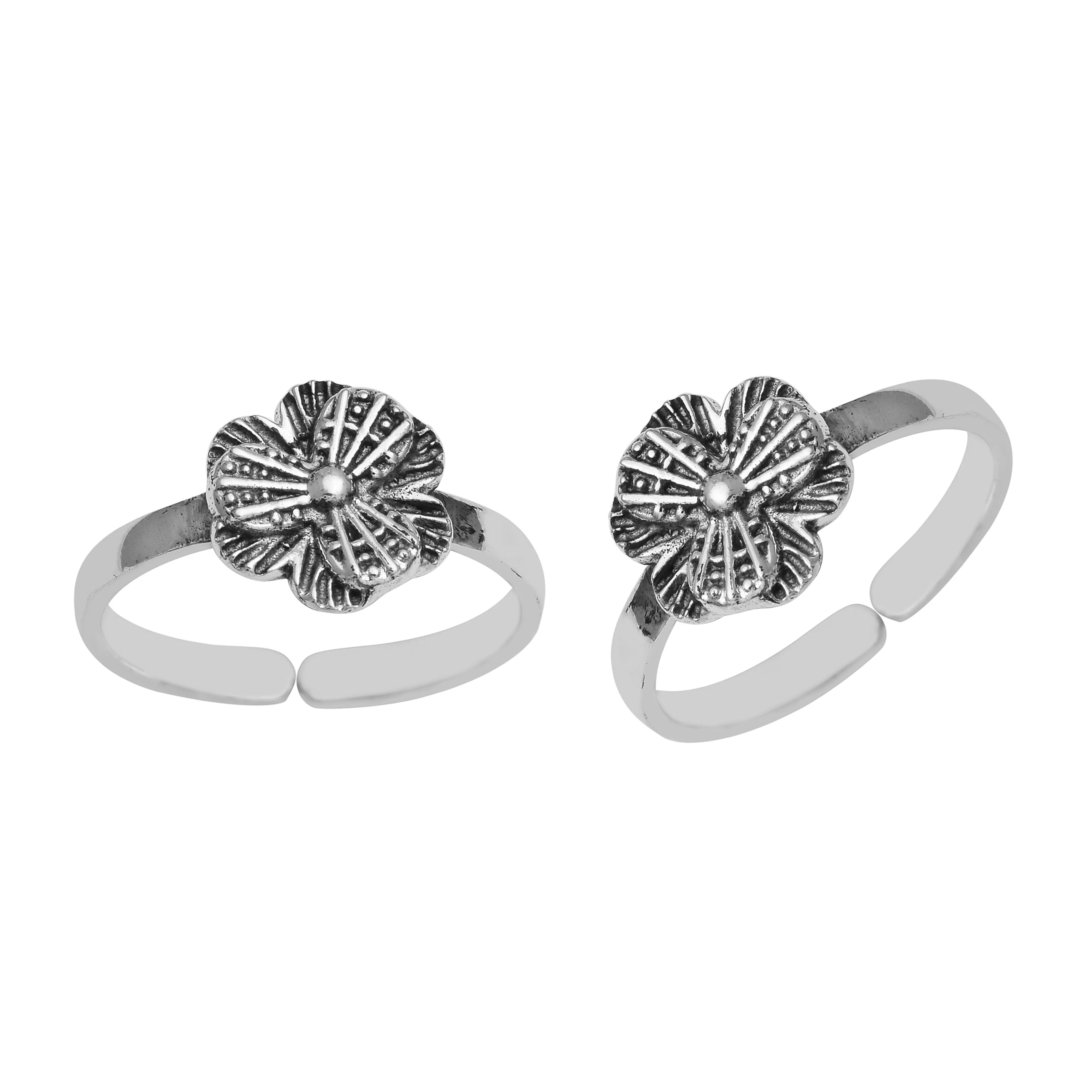Unique Floral Oxidize Toe Ring For Women Adjustable Comfortable Toe Ring Gross Weight 3.60