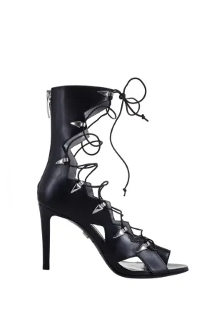 VESTA BLACK LEATHER SANDALS
