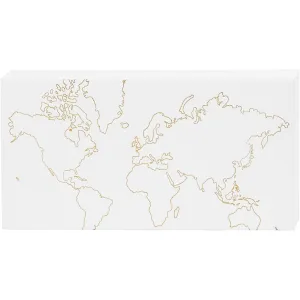 Watercolour White Lacquered Canvas With Gold Foil World Map Motifs Paint 25.4 cm