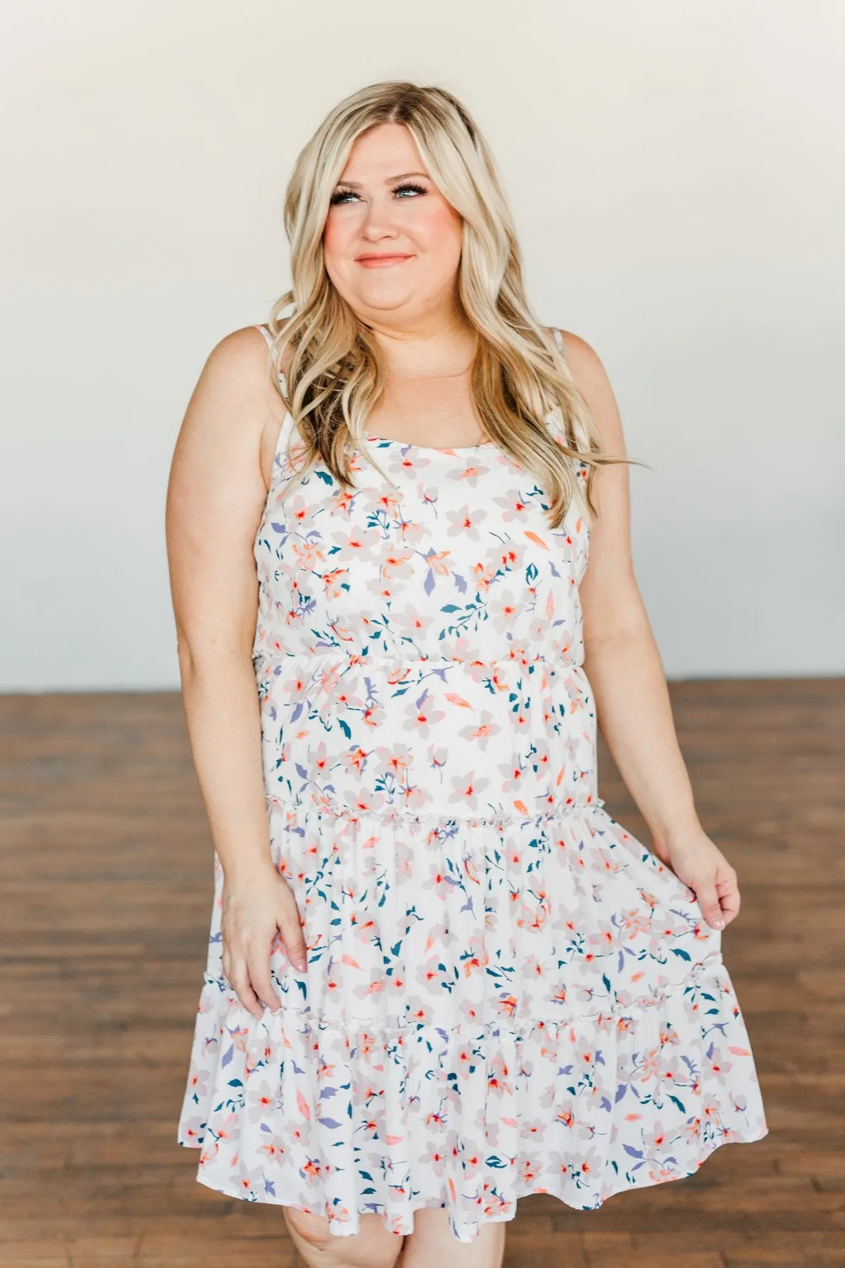 Whisk Me Away Sleeveless Floral Dress- Ivory