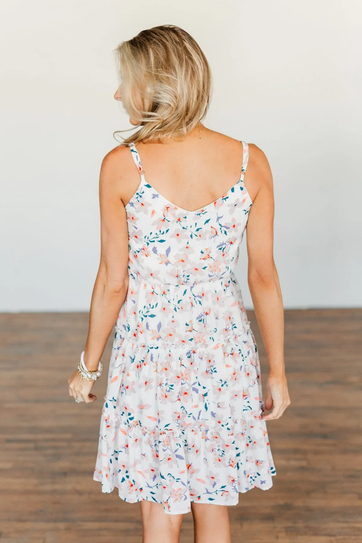 Whisk Me Away Sleeveless Floral Dress- Ivory