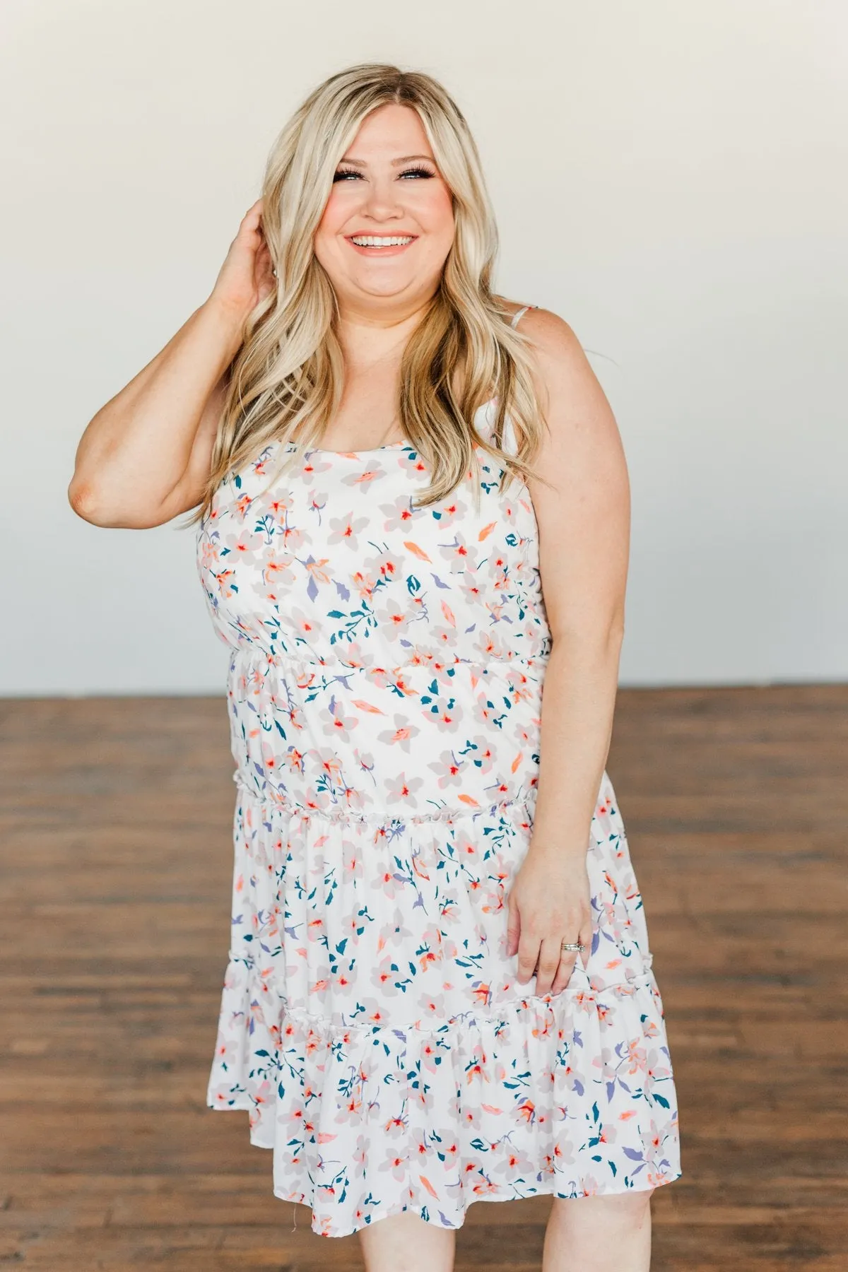 Whisk Me Away Sleeveless Floral Dress- Ivory