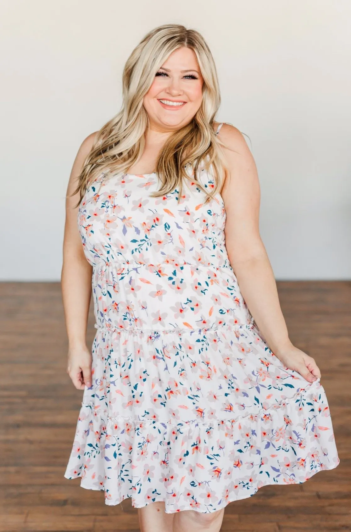 Whisk Me Away Sleeveless Floral Dress- Ivory