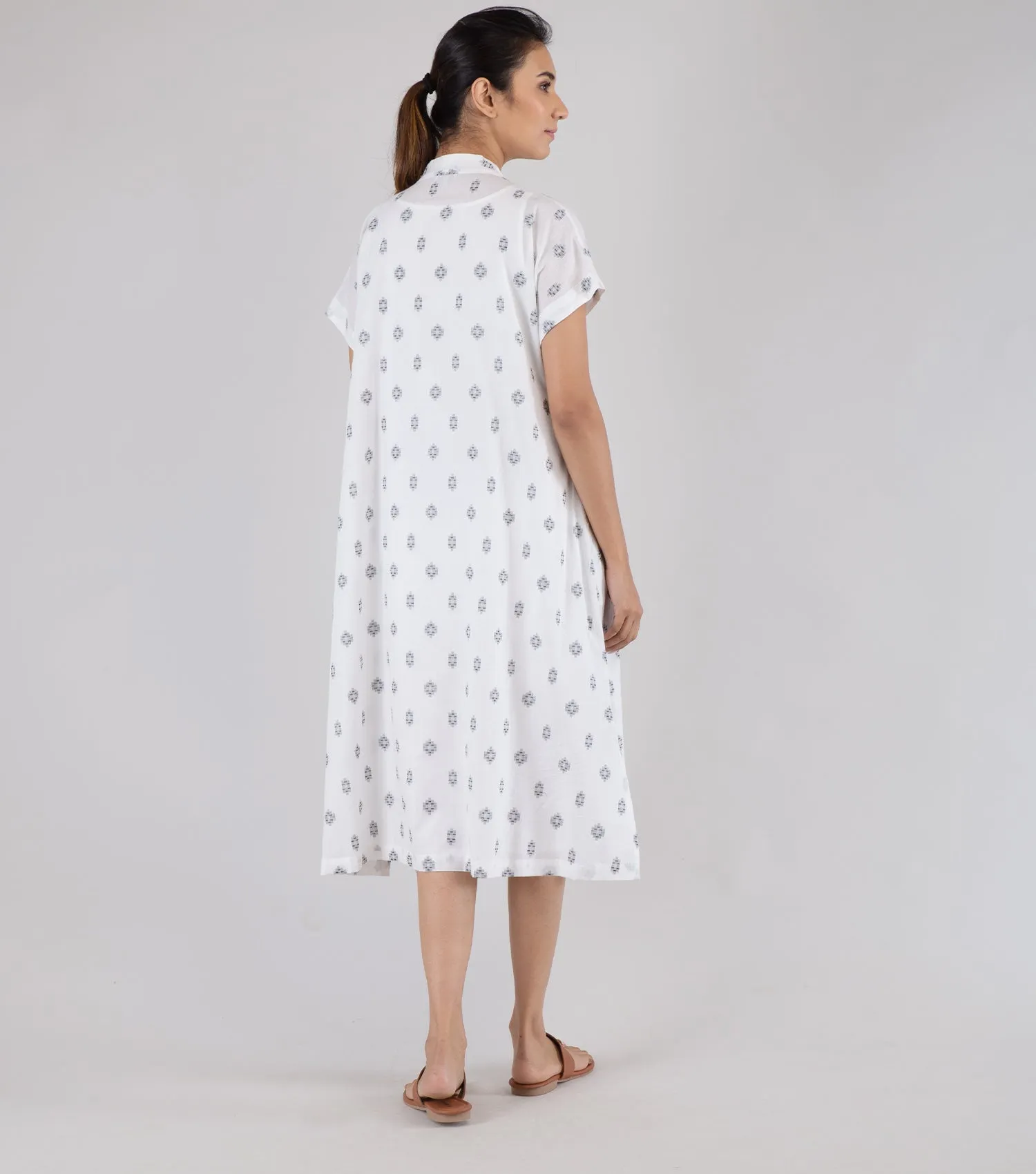 White Cotton Woven Dress