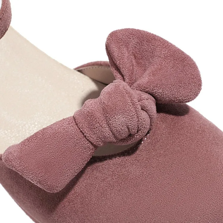 Women's Lolita Suede Butterfly Knot Hollow Out Round Toe Block Heel Low Heels Sandals