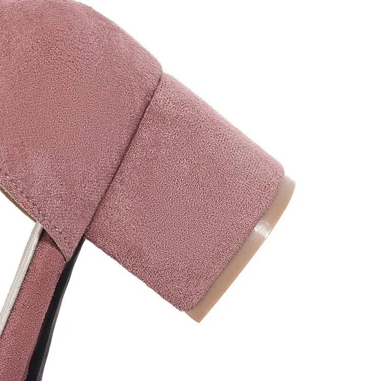 Women's Lolita Suede Butterfly Knot Hollow Out Round Toe Block Heel Low Heels Sandals