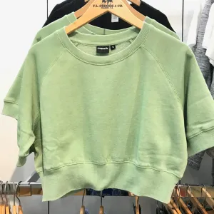 Women's Mono B | Cotton Blend Sweatshirt Crop Top | Fair Green
