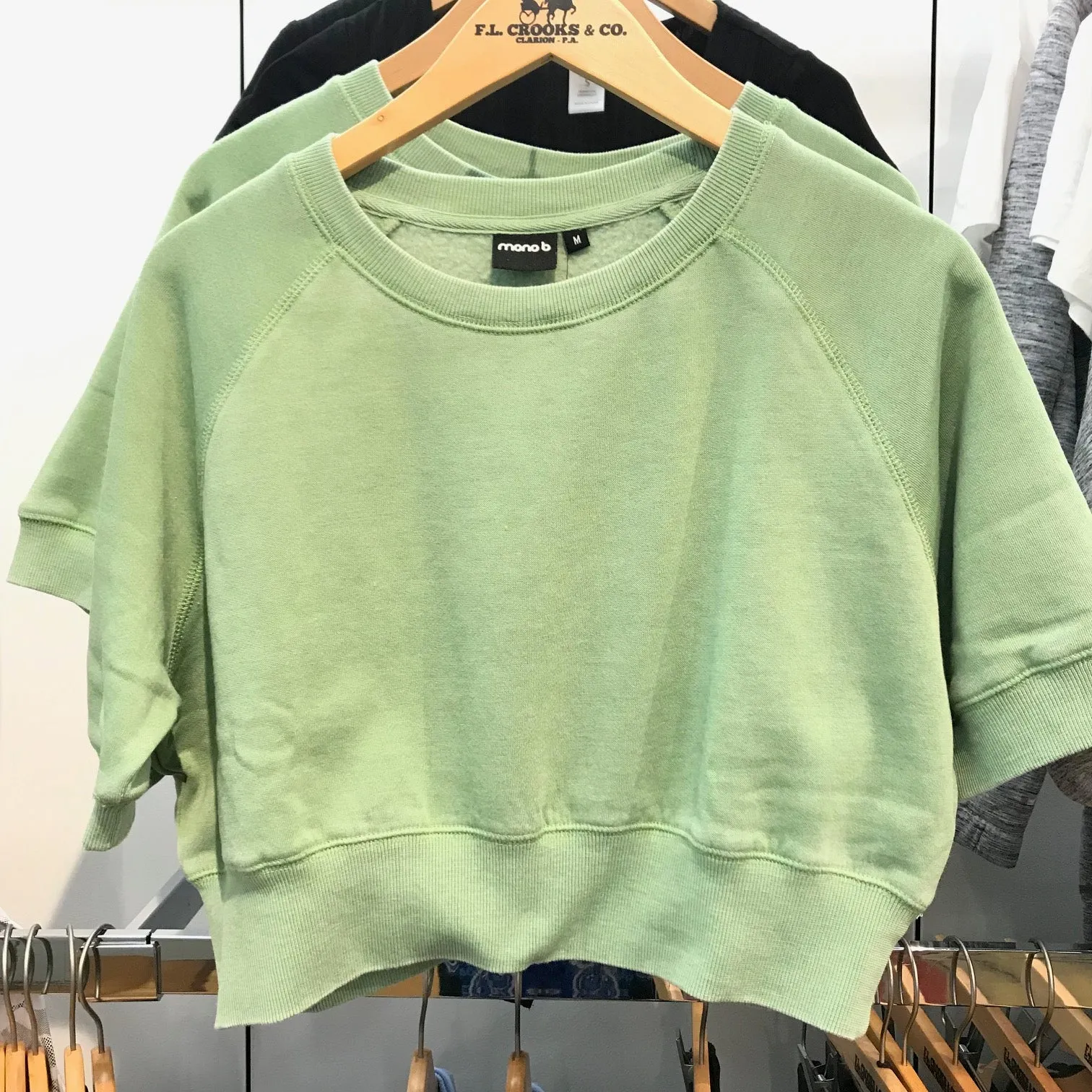 Women's Mono B | Cotton Blend Sweatshirt Crop Top | Fair Green