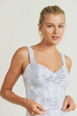 Women's Mono B | Snake Print Bra Top with Adjustable Straps | Silver