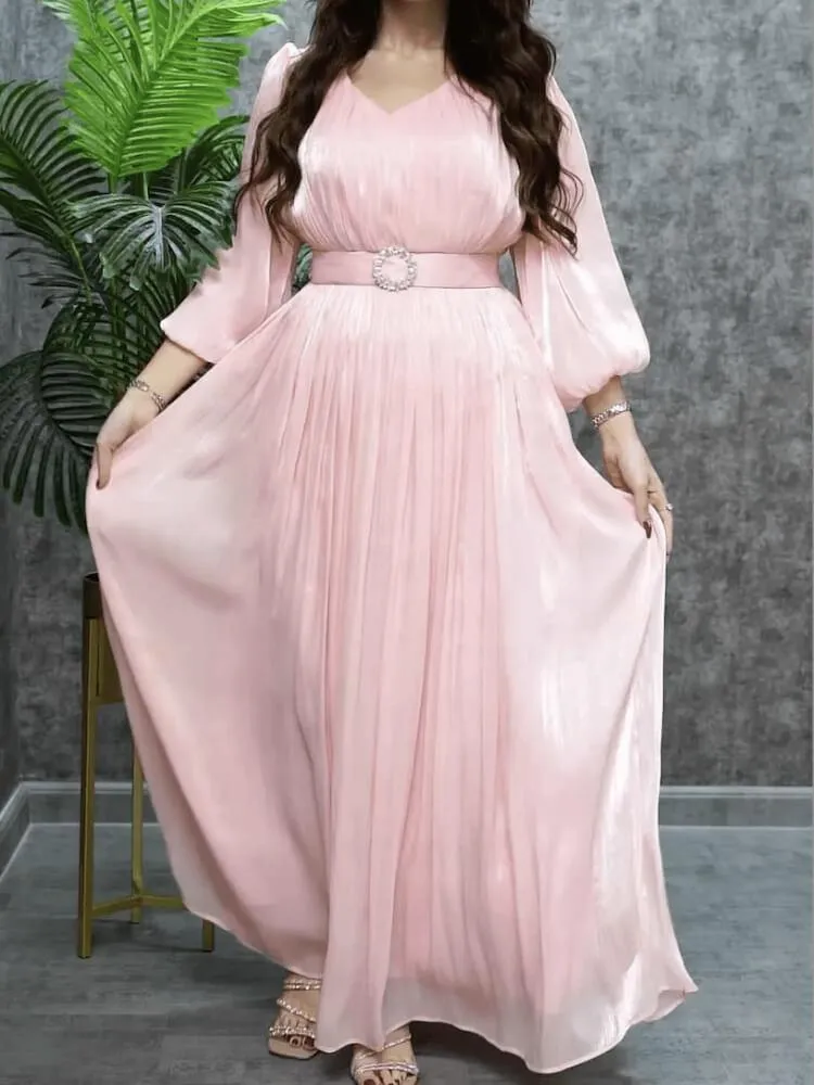 Women's Pleated Shining Waist Dress