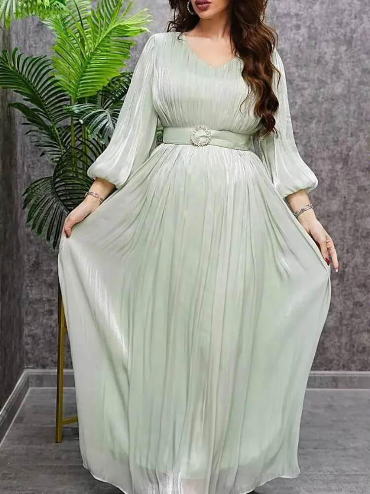 Women's Pleated Shining Waist Dress