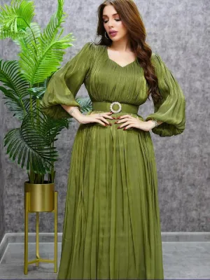 Women's Pleated Shining Waist Dress