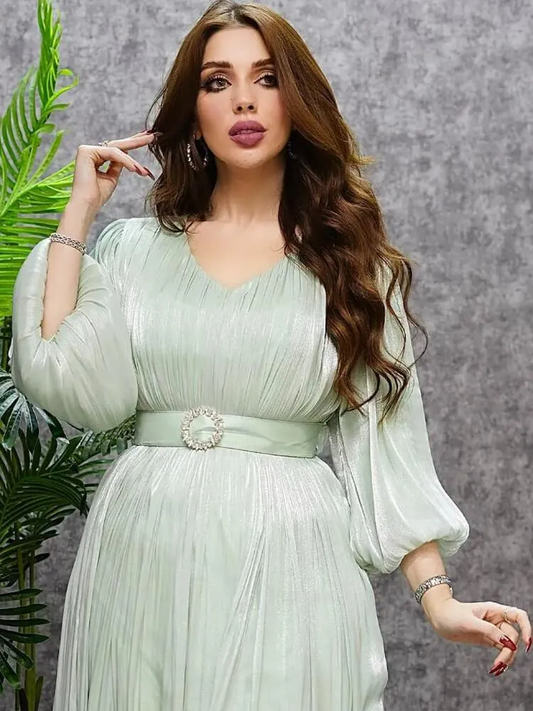Women's Pleated Shining Waist Dress