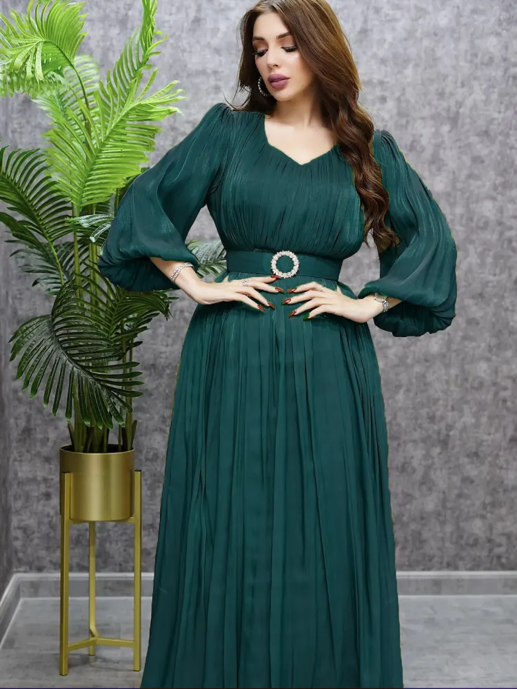 Women's Pleated Shining Waist Dress