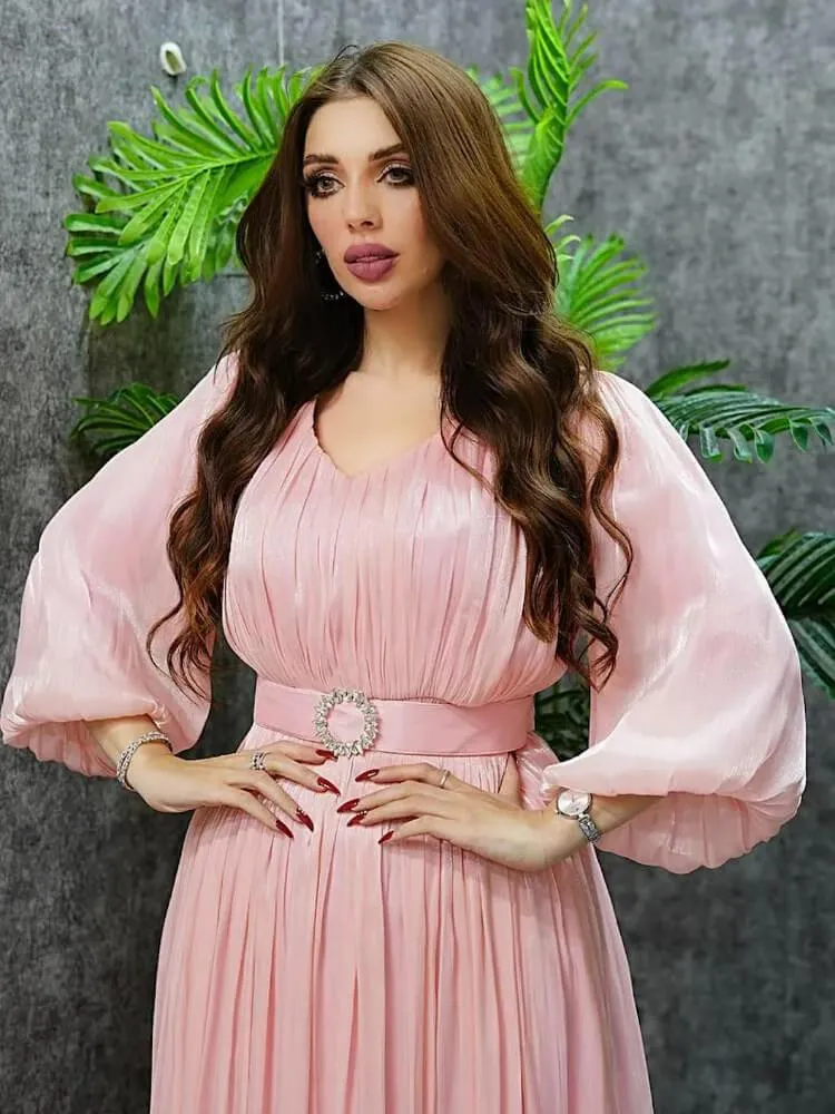 Women's Pleated Shining Waist Dress