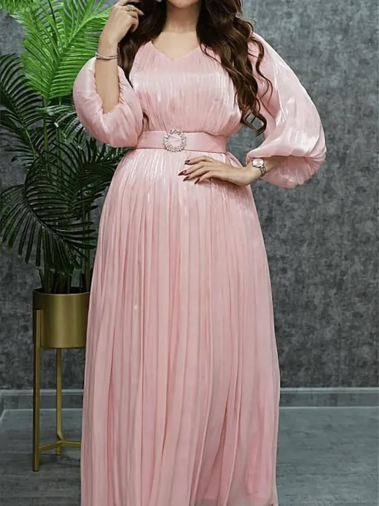 Women's Pleated Shining Waist Dress