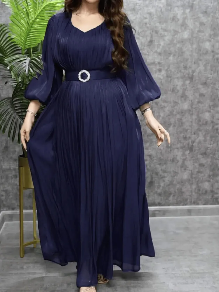 Women's Pleated Shining Waist Dress