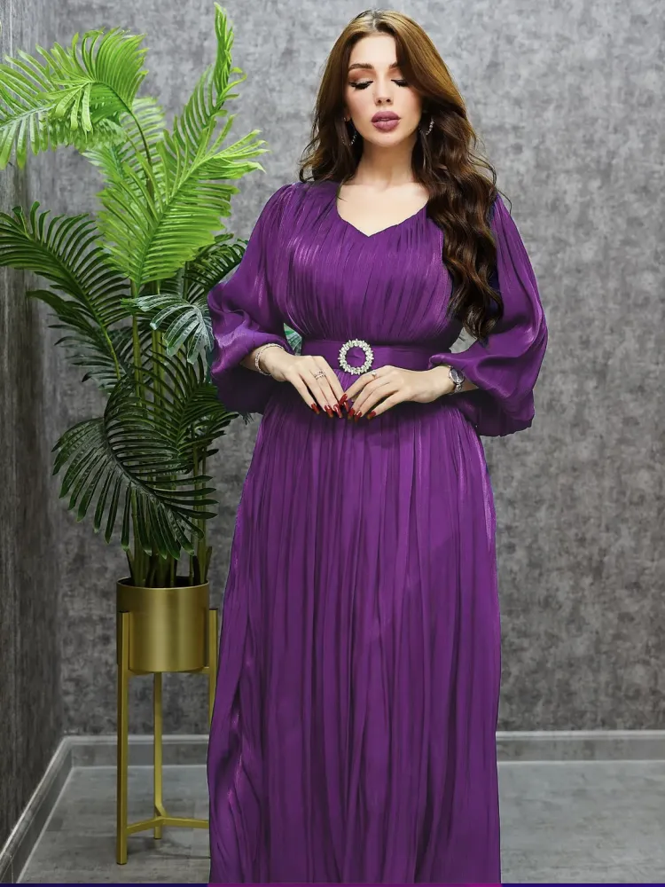 Women's Pleated Shining Waist Dress