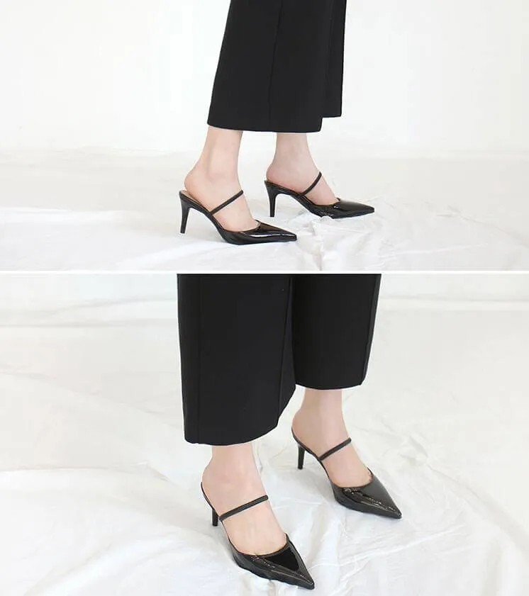 Women's Pointed Toe Slip On Patent Sandals AS19