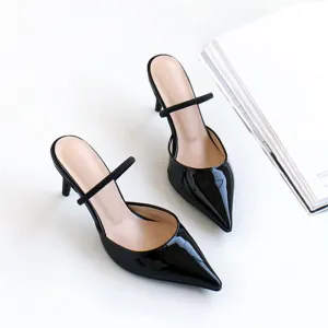 Women's Pointed Toe Slip On Patent Sandals AS19