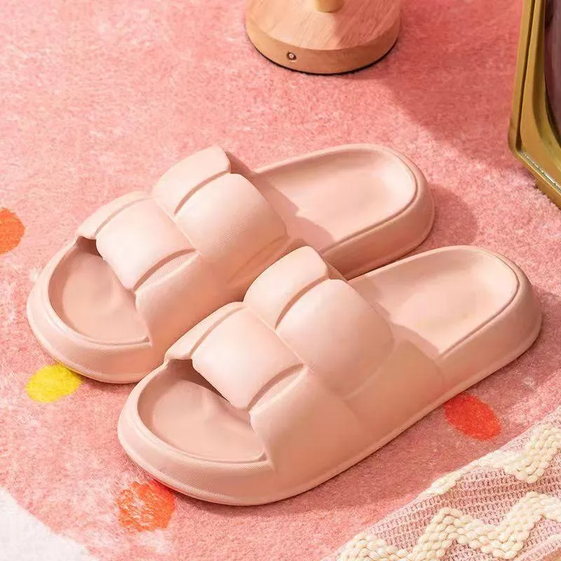 Women's Summer Slippers Home Bathroom Bath Non-slip Thick Bottom Flip-flops Ins Sandals Unisex Solid Color Sandals and Slippers