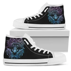 Womens Wolf Head Mandala High Top.