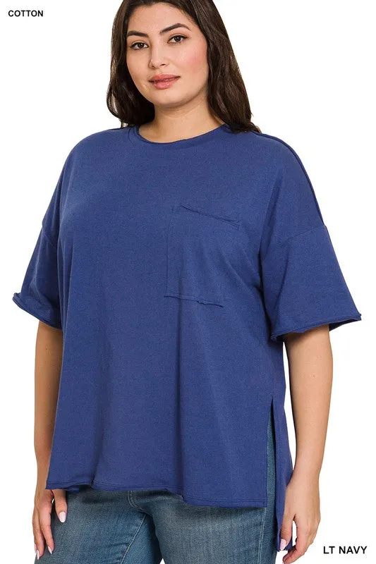 ZENANA Plus Row Edge High-Low Hem Box Top