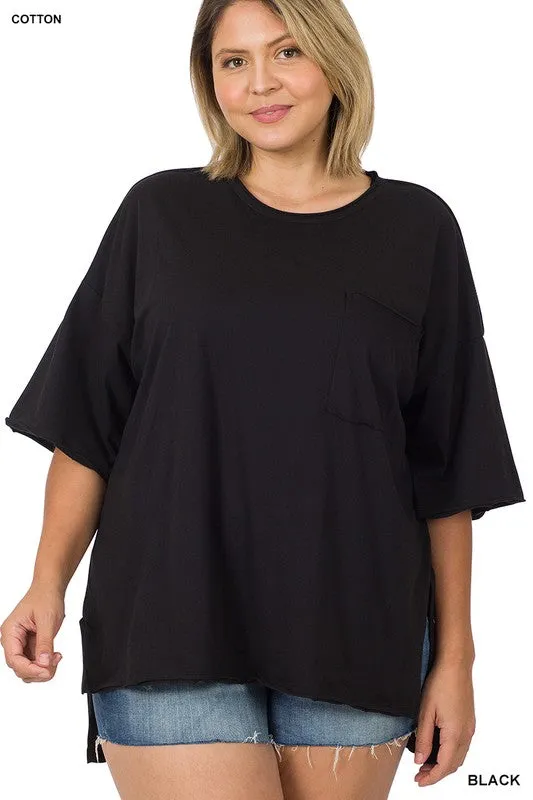 ZENANA Plus Row Edge High-Low Hem Box Top