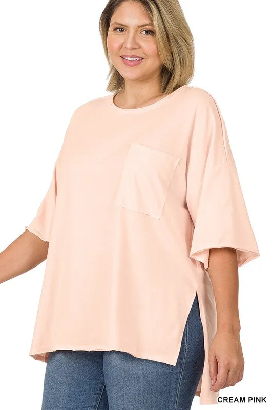 ZENANA Plus Row Edge High-Low Hem Box Top